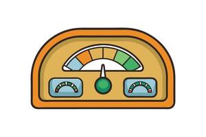 Classic gauge dashboard design with vibrant colors and detailed meters ideal for car diagnostics, performance analysis, and retro themes vector