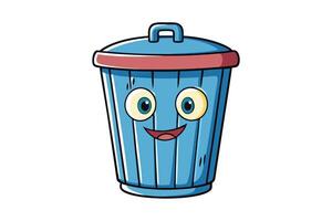 Playful and colorful garbage bin illustration with happy features, perfect for waste disposal, sustainability, or educational themes vector