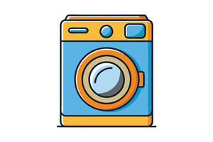 Playful and colorful washing machine graphic with a focus on front load design, perfect for laundry, cleaning, and home appliance visuals vector