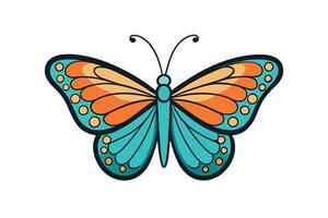 Vibrant butterfly illustration with detailed colorful wings, showcasing intricate patterns in a modern art style on a white background vector