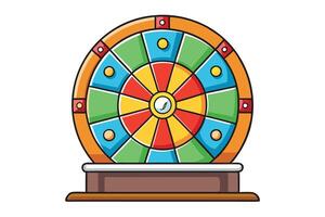 Creative fortune wheel icon with vibrant sections and a lively cartoon style, representing luck, rewards, and entertainment concepts vector