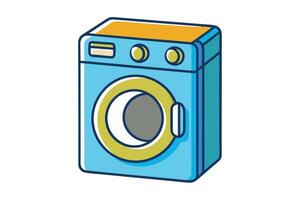 Vibrant washing machine illustration in cartoon style, showcasing a front load design perfect for home and laundry related concepts vector