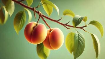 Tree trunk with peaches and swaying leaves video