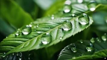 Foliage with drops of morning dew video