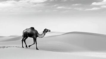 Camel walking alone in the desert video