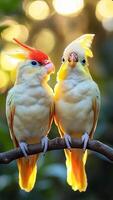 Macaws perched on branch in bright sunlight video