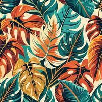 Exotic Jungle Foliage Design in Bold Hues and Dynamic Shapes vector