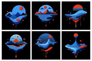Abstract fluid motion with amoeba-inspired blob shape in flat design style vector