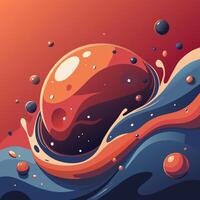 Dynamic Fluid Wave with Bubbles in Vibrant Colors vector
