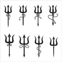 Set of trident ,Trishul icons For Happy Maha Shivratri Design isolated on white background vector