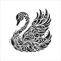 A drawing of black swan with a flame design on it vector