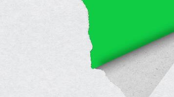 Vertically torn white paper Transition animation, rip paper effect, paper tear transition isolated on green screen background video