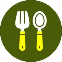 Spoon and Fork Corlorful Icon on a Green Background vector