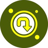 U turn Solid Style Color Icon vector