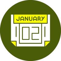 2 January Solid Style Colorful Icon vector
