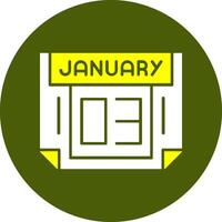 3 January Solid Style Colorful Icon vector