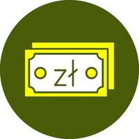 Polish Zloty Note Solid Style Colorful Icon vector