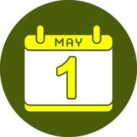 Calendar with May 1st Solid Style Colorful Icon vector