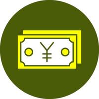 Japanese Yen Note Solid Style Colorful Icon vector