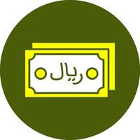 Saudi Riyal Note Solid Style Colorful Icon vector