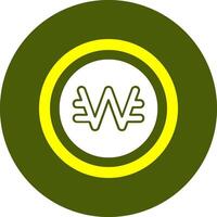 South Korean Won Sign Solid Style Corlorful Icon vector