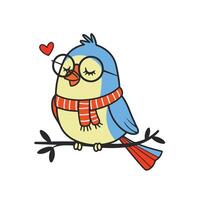 A cheerful cartoon bird silhouette, featuring whimsical details and a playful pose, set against a white background, symbolizing joy and freedom. vector