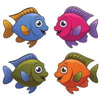 A playful cartoon fish silhouette with exaggerated features, set against a white background, symbolizing fun, whimsy, and aquatic charm. vector