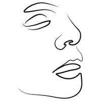 line art of a female face in profile drawn with several lines, for various logos or designs vector