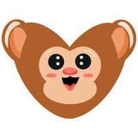 valentine's day heart icon with animal image of an brown monkey in a heart shape for children's textile or packaging vector