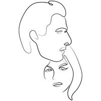 line art of a man and a woman in love leaning their faces against each other, for a variety of logos or designs vector