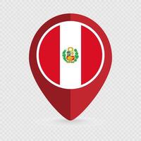 Map pointer with Peru flag. illustration. vector