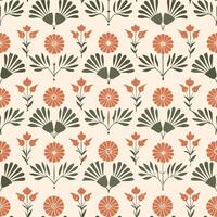 Ornamental Floral Pattern with Stylized Botanical Elements vector