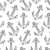 Seamless Anchor Pattern in Minimalist One Line Design vector