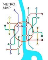 Metro stations and plan of subway with. Fictional metro map of underground. Layout of public passenger transport. vector