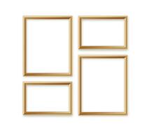 Wooden photo frame collection. 3D picture frame design for image or text vector
