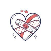 A heart with bandages and a smile vector