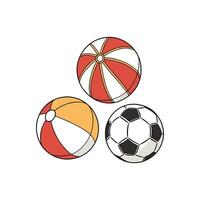 Three different colored balls are shown on a white background vector