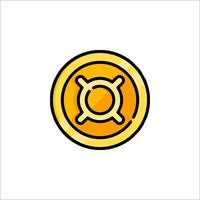 A yellow coin icon on a white background vector