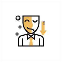 A man in a tie and tie with an arrow pointing to the left vector
