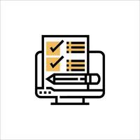 A computer with a check box and a pen vector