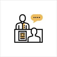 A man sitting at a desk with a speech bubble vector