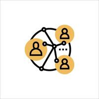 A circle with people connected to each other vector