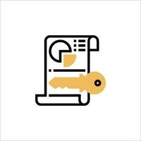 A key and a document icon on a white background vector