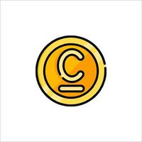 A yellow coin with the letter c on it vector