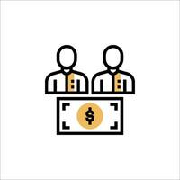 Two people sitting at a table with a dollar sign vector