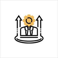A man in a suit with a gear on his head vector