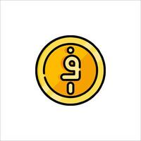 A yellow coin with the letter e on it vector