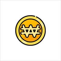 A yellow coin with the symbol for w vector