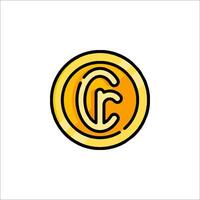 A gold coin with the letter c on it vector