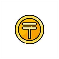 A yellow coin with the letter t on it vector